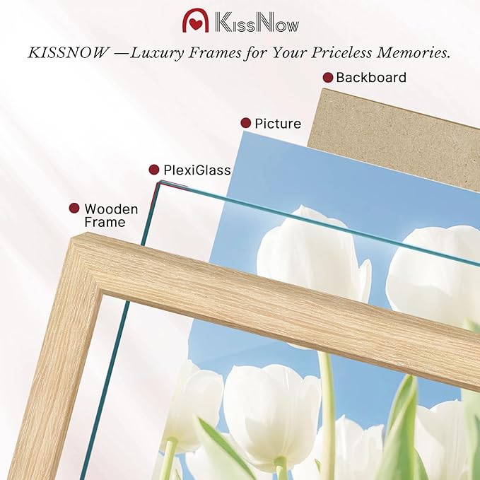 20x30 Poster Frame 4 Pack, Natural Oak Wood Picture Frame with Polished Plexiglass, Wall Hanging