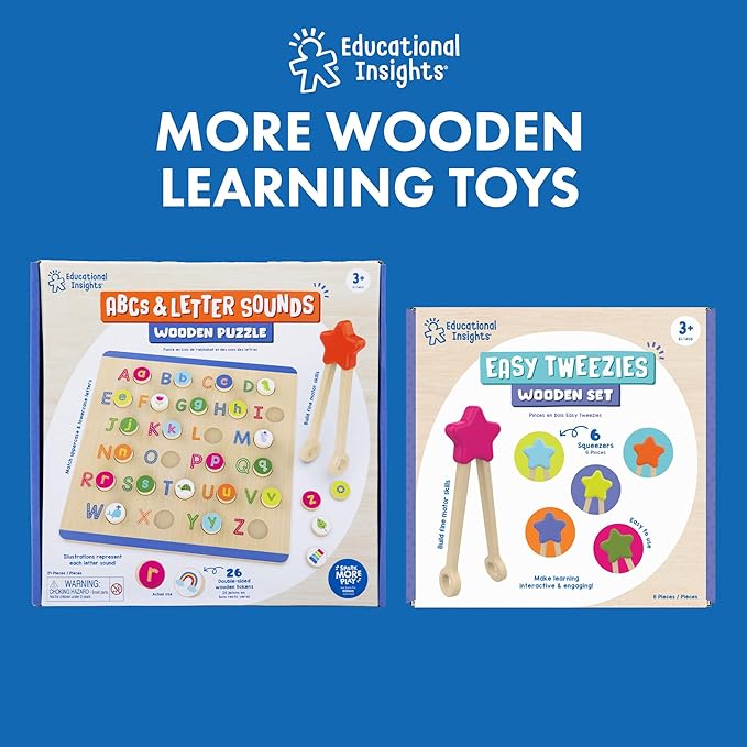 Educational Insights Count & Match Wooden Set - Counting Toys for Kids, Preschool Math Manipulatives & Fine Motor Skill Games, Toddler Learning Toys, Montessori Number Sets for Toddlers Ages 3+