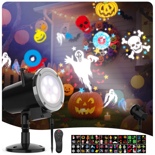 Elec3 Christmas Halloween Projector Light, 16 Patterns Christmas Projector Lights Waterproof Indoor Outdoor Holiday Light with Remote Control for Halloween,Christmas,Birthday,Garage,Landscape Decor