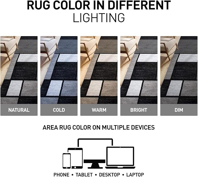 Rugshop Contemporary Modern Boxes Runner Rug 2' x 10' Gray