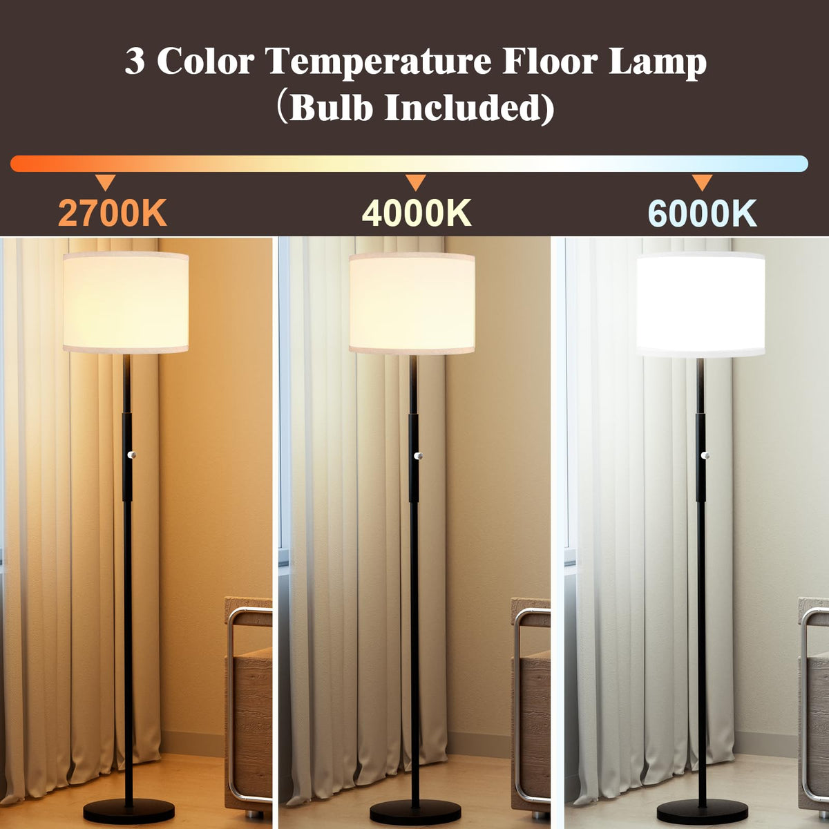 PARTPHONER Floor Lamp for Living Room Bedroom with Lampshade Stencil, 65’’ Modern Tall Lamp Simple Design Standing Lamps for Kids Room Home Office Reading, Bulb Included
