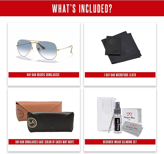 Ray-Ban RB3025 Metal Aviator Sunglasses For Men For Women +BUNDLE with ACCESSORY EYEWEAR KIT