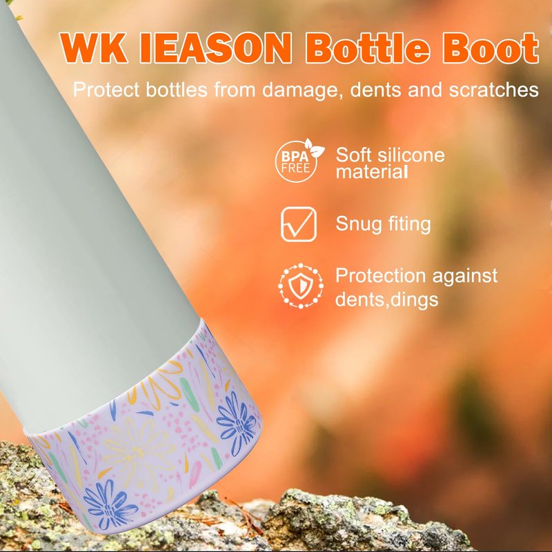 WK IEASON 2Pcs Silicone Boot for Owala Water Bottle, Protective Flask Bottom Cover Base for Owala FreeSip Twist and Flip Flask Water Bottle Accessories-2.83inch Bottom Diameter
