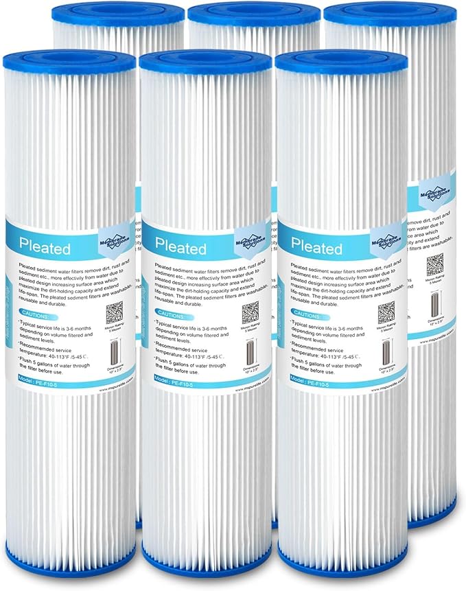 Membrane Solutions 5 Micron Pleated Polyester Sediment Water Filter 10"x2.5"