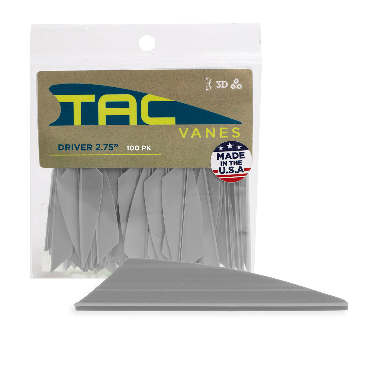 TAC Vanes 2.75" Driver Arrow Vanes | Archery Fletching for Compound & Crossbow | Durable, Lightweight, High Accuracy 100 Pack