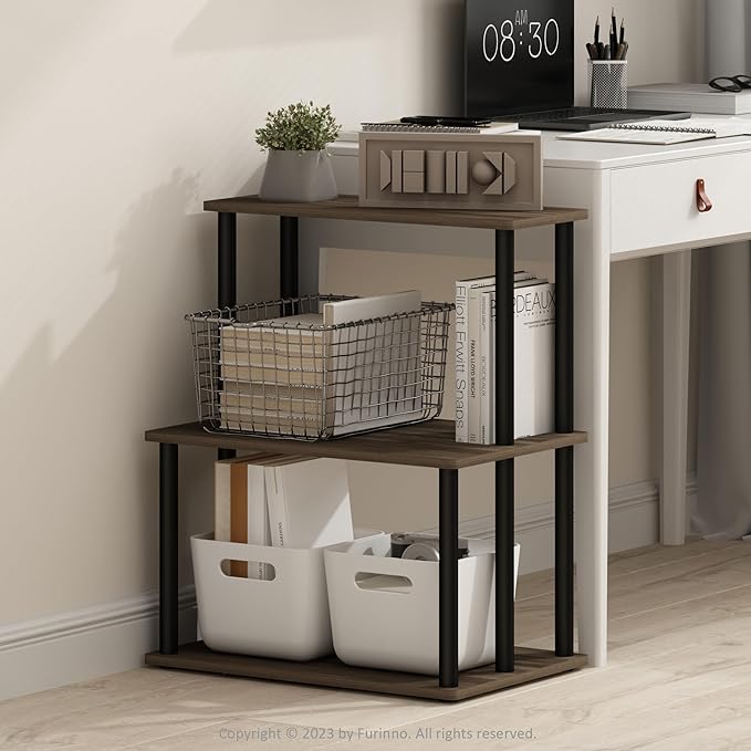 Furinno Turn-N-Tube 3-Tier Toolless Multipurpose Printer Stand Display Storage Shelf