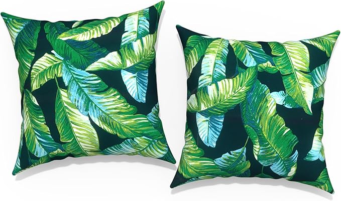 Outdoor Throw Pillow Covers 16x16 Inch, Square Patio Pillow Cases Pack of 2, Modern Decorative Back Cushion Covers for Patio Furniture Garden Couch Farmhouse, Hanalei Lagoon