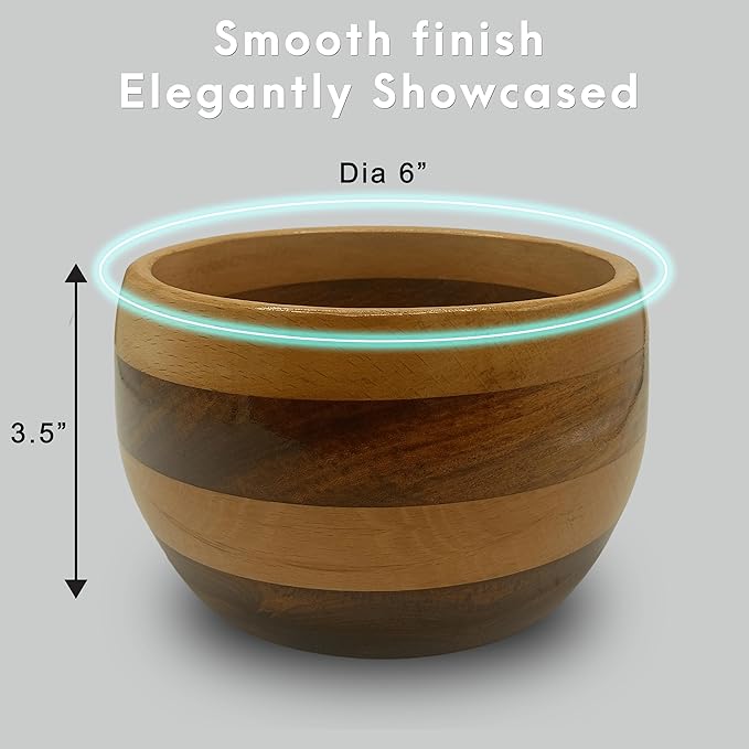 Handmade very Beautiful Round Stripe Segmented Wooden Bowl, Decorative Bowl Natural Mango wood Bowl for Kitchen Dining & Entryway Decor Bowl for desk accessory holding keys,(Round Stripe)