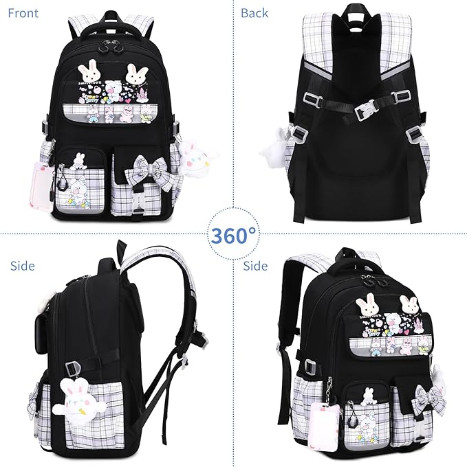 Girls Backpack 3pcs School Backpack with Lunch Box Teen Girl Backpack Set Cute Kids School Bag Bookbag for Teen Girls