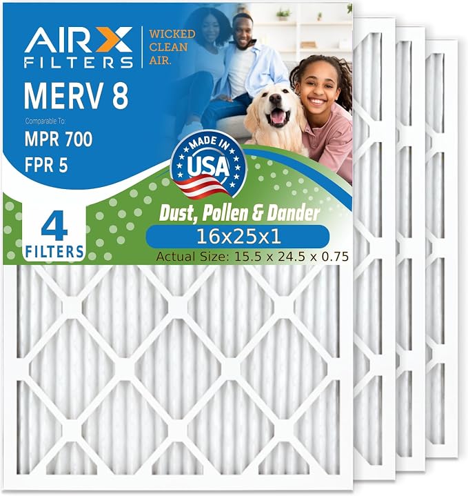 AIRX FILTERS WICKED CLEAN AIR. 16x25x1 Air Filter MERV 8 Electrostatic Pleated