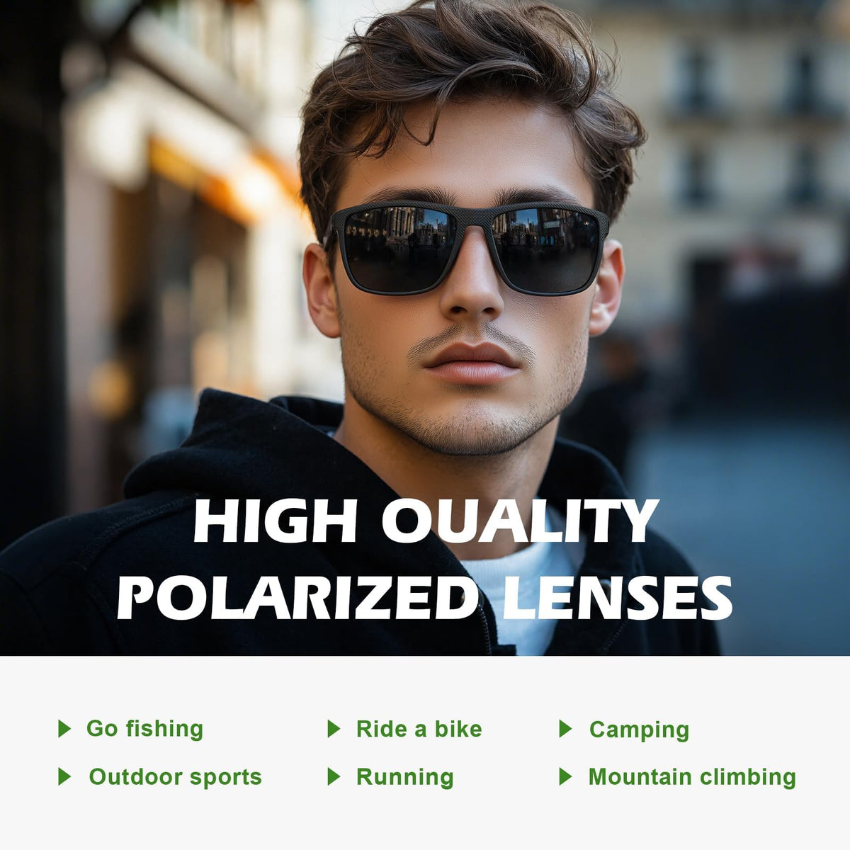 Fanshen Square Polarized Sunglasses for Men, 3 Pack Lightweight UV Protection Sun Glasses for Driving Fishing Golf (Green/Blue/Red)