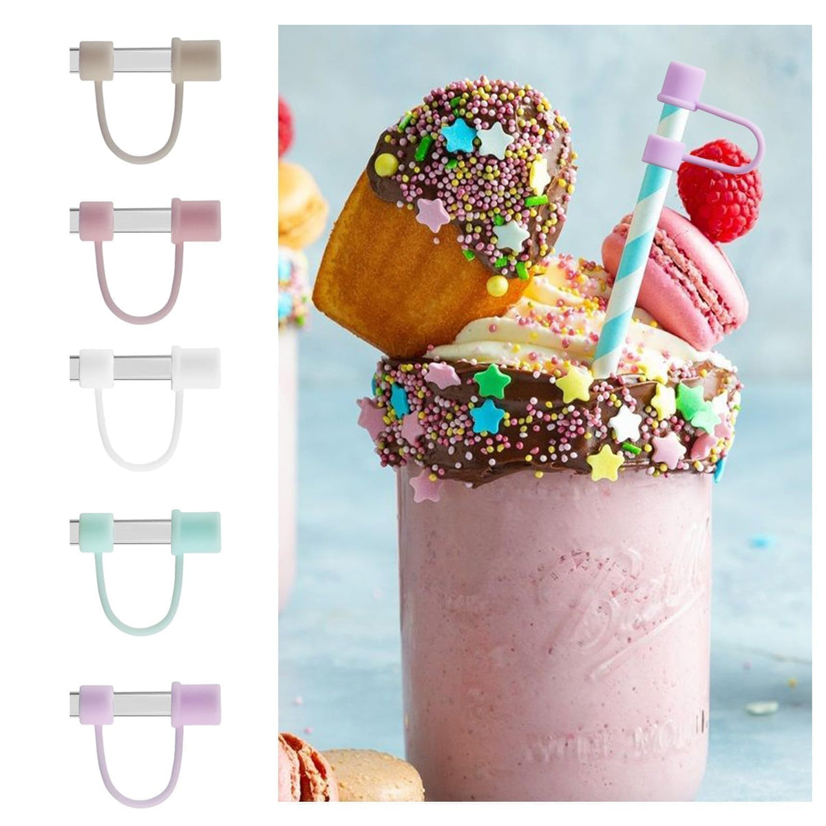 MOLOSLEEVE 1 Pack Straw Toppers for Stanley 30oz|40oz, Light Purple