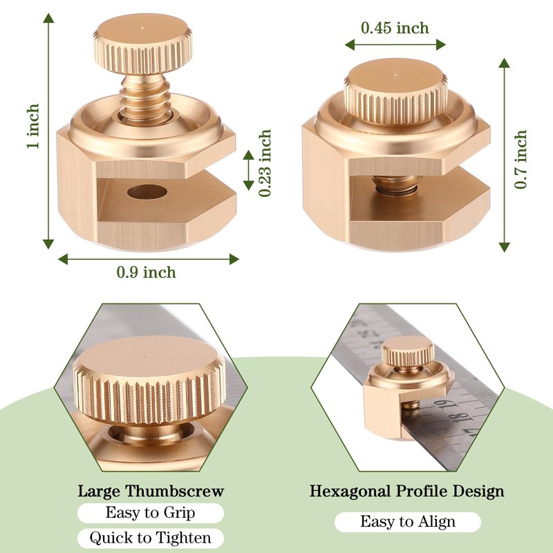 Ceoighe 4 Pack Stair/Square Gauge Set for Framing Square, Stair Stringer Layout Tool for Circular Saw, Carpentry Squares and Rafter Layout, Aluminum Alloy Stair Gauge Tool(Gold)