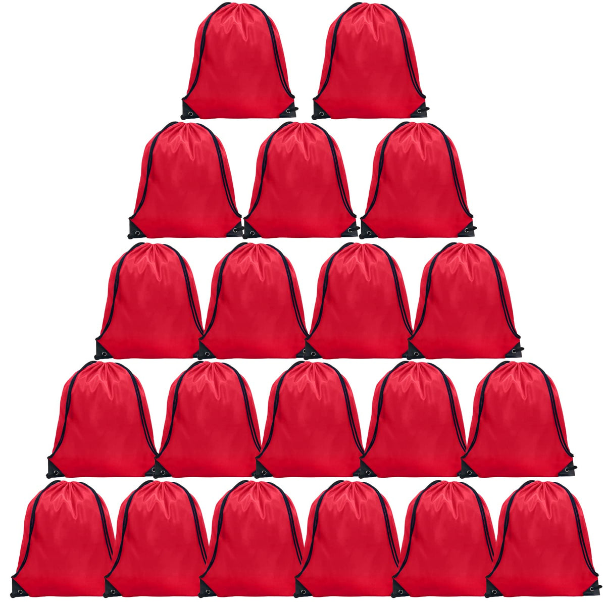 GoodtoU Drawstring Backpack, Nylon Cinch Sack Gym Bag for Sport, Traveling, Team (Red, 128Pcs)