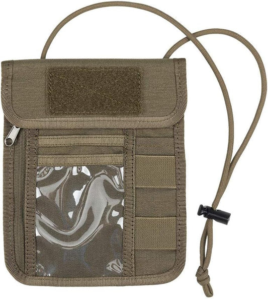 EXCELLENT ELITE SPANKER Passport Holder Nylon Neck Pouch RFID Blocking Travel Neck Wallet ID Card Organizer Pouch with Neck Lanyard(Ranger Green)