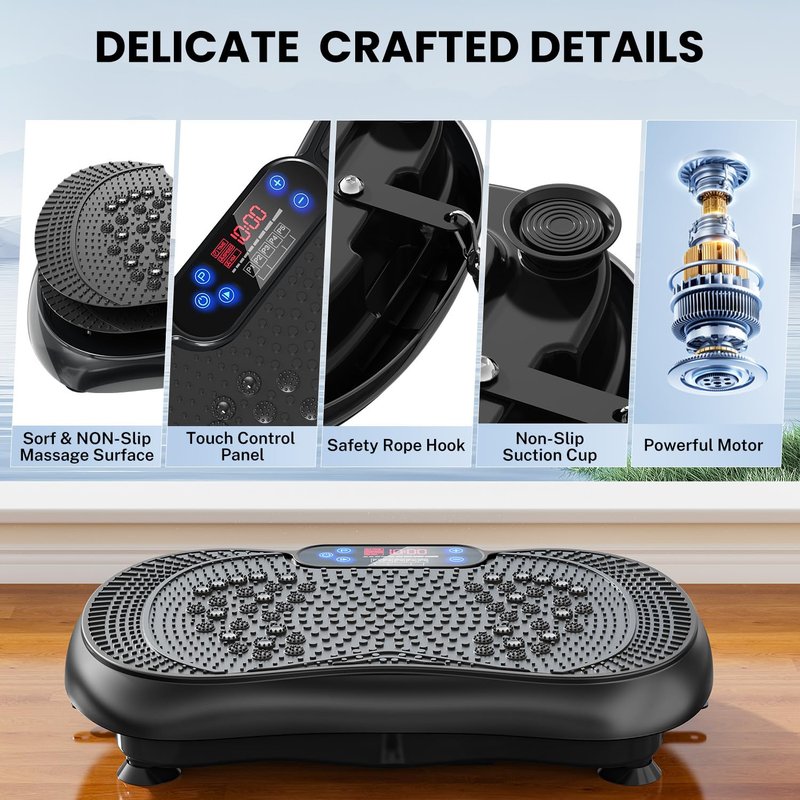 Vibration Plate Exercise Machine, Lymphatic Drainage Machine for Weight Loss, 100-Speed Platform with Remote & Bands, Quiet Full Body Vibrating Plate 500 Lbs Capacity Fitness Platform(Black)