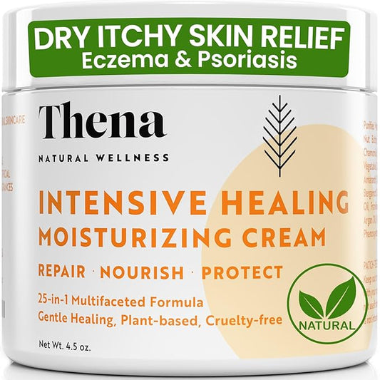 25-in-1 Healing Moisturizing Cream Dry Irritated Itchy Skin Relief - Soothes Nourishes Body Scalp Hands, Natural Moisturizer for Eczema Psoriasis Dermatitis, Adults Kids