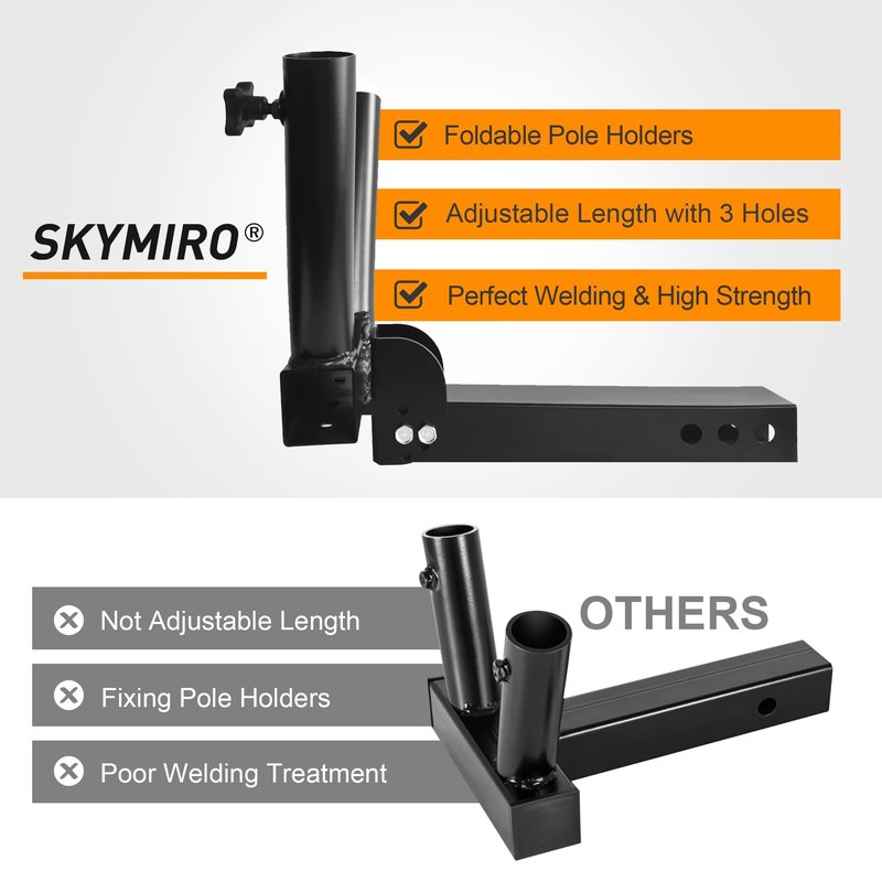 KAIRAY Foldable Hitch Mount Dual Flagpole Holder Universal for Standard 2 inch Receiver fit for Truck SUV RV Pickup
