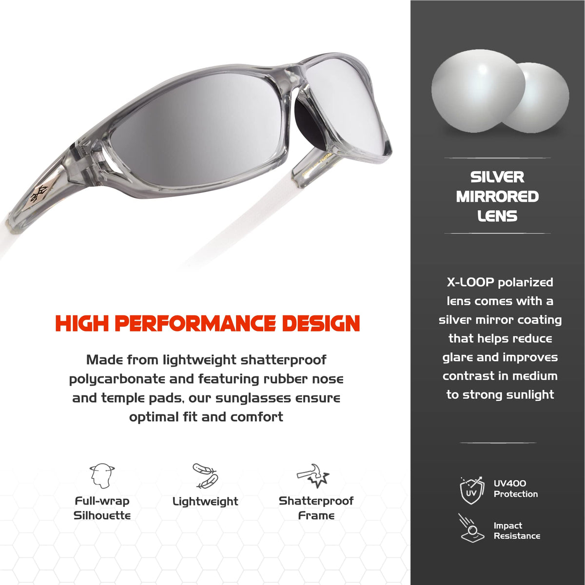 X LOOP Polarized Wrap-Around Sunglasses for Men Women Running Fishing Driving Sports Glasses