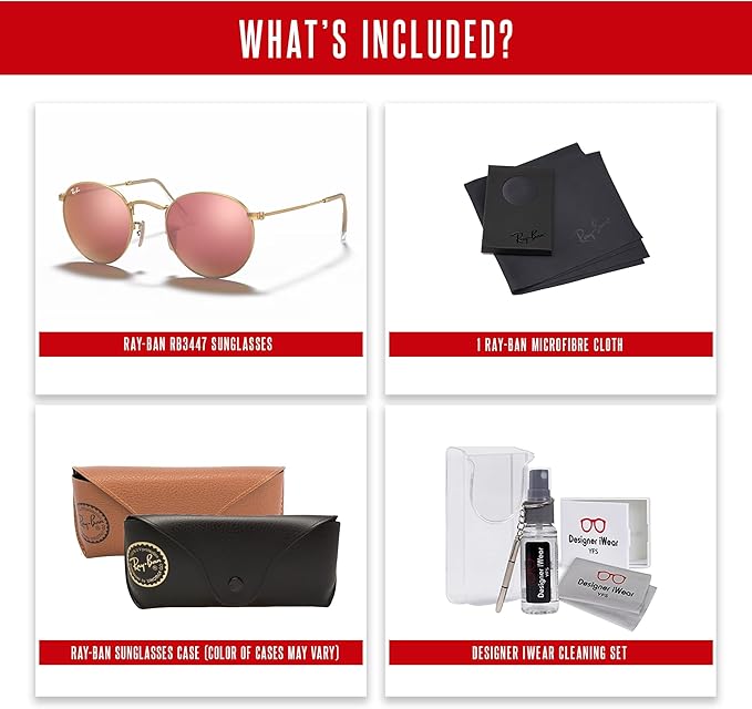 Ray-Ban RB3447 ROUND METAL Sunglasses For Men +BUNDLE with ACCESSORY EYEWEAR KIT