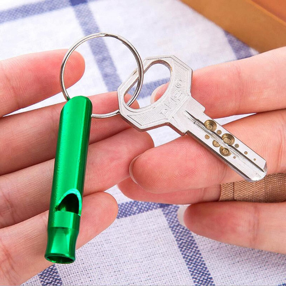50 Pieces Emergency Whistle with Keychain Aluminum Survival Whistle Key Chain for Camping Hiking Boating Hunting Fishing