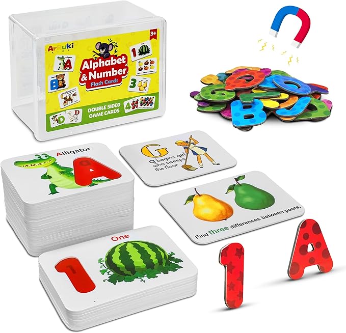 Alphabet Flash Cards Magnetic Letters Puzzle ABC Sight Words Matching Games for Kids 3-5, Toddler Preschool Montessori Educational Toys for 3+ Year Old