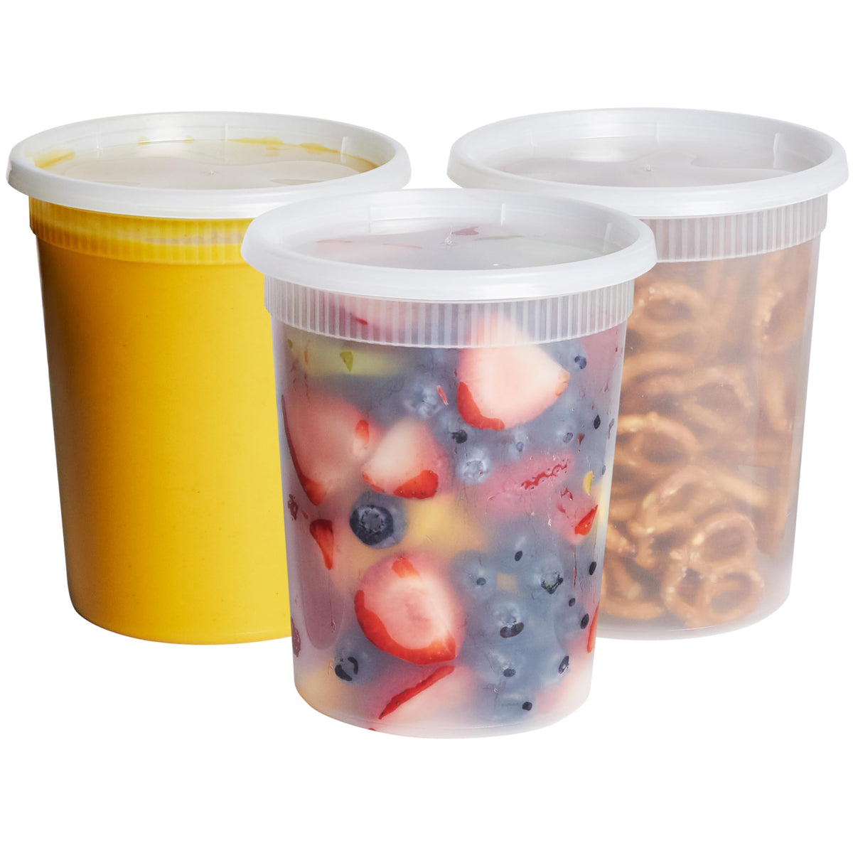 GUSTO 16 oz Plastic Deli Containers with Lids [48 Sets] Food Storage