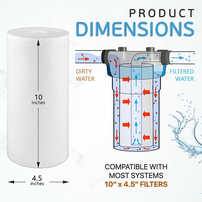 Ronaqua 10" x 4.5" Big Sediment Replacement Water Filter Cartridge, 1 Micron