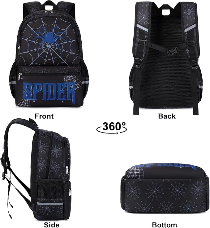 DSIUE Kids School Backpack Boys Spider Bookbag with Lunch Box Set, Kids Backpack for Kindergarten Elementary Middle School, Red