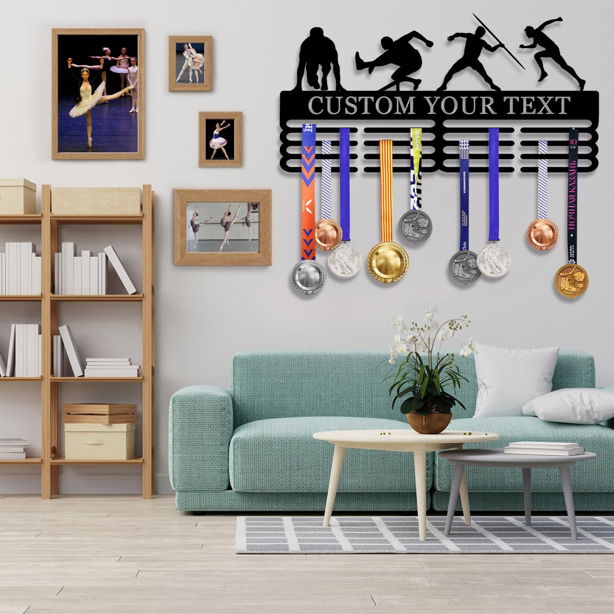 Personalized Medal Hanger Holder Display Wall Rack Frame - Custom Sports Race Plaques Hanger for Wall Mount, Trophy Medal Display Shelf, Medal Display Hanger for Marathon, Karate, Running, Race