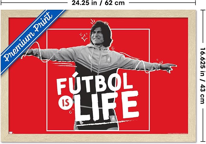 Ted Lasso - Futbol is Life Wall Poster, 22.4L" x 14.7W", Blonde Framed Version