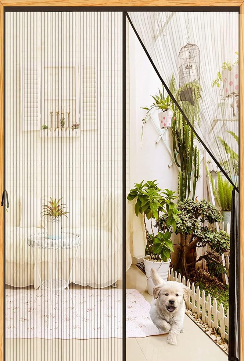 Magnetic Screen Door - Fit 38x82inch, Size 40x84inch, Keeps Bugs & Mosquito Out - Magnet for Interior/Outdoor Doors, Black