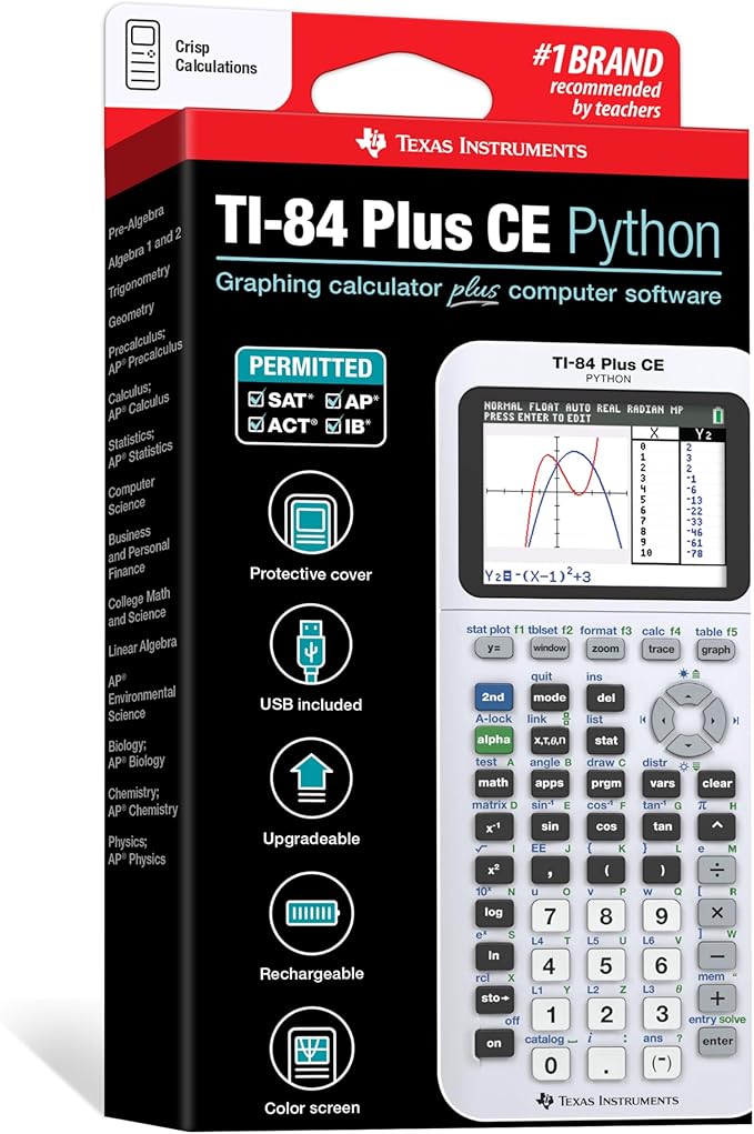 Texas Instruments TI-84 Plus CE Color Graphing Calculator, Bright White
