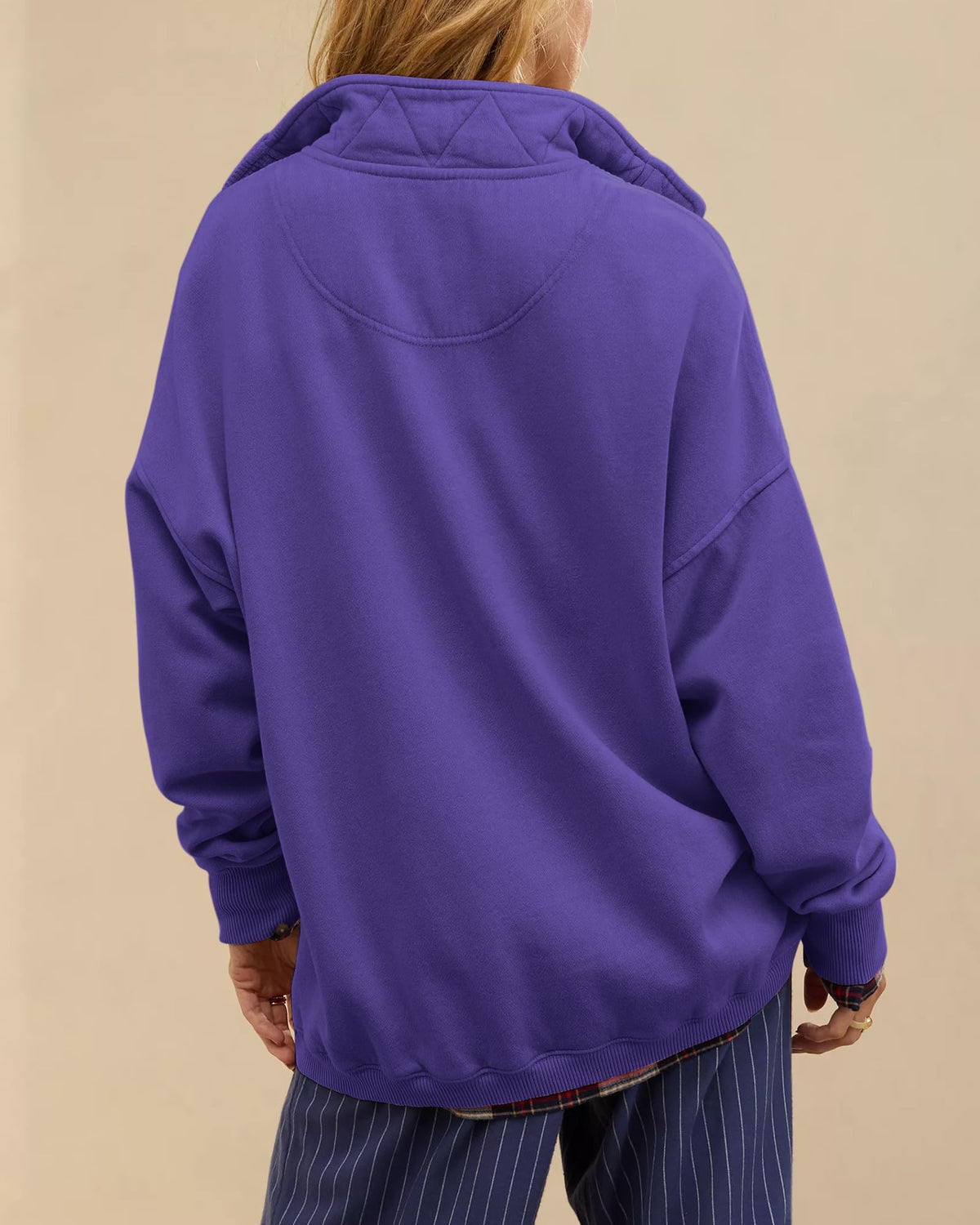 Gacaky Sweatshirt for Women Oversized Casual Long Sleeve Button Henley Neck Pullover Tops Fashion Outfits Clothes Purple XXL