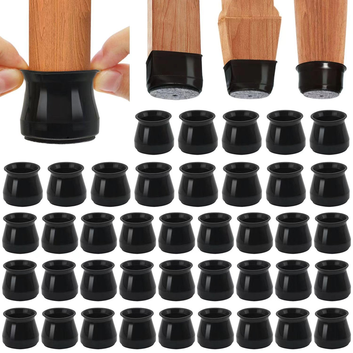 BUMACO Chair Leg Floor Protectors Chair Leg Protectors for Hardwood Floors Silicone Pads Covers to Protect Floors Black-40 Pcs Universal L (1-5/16" to 2")