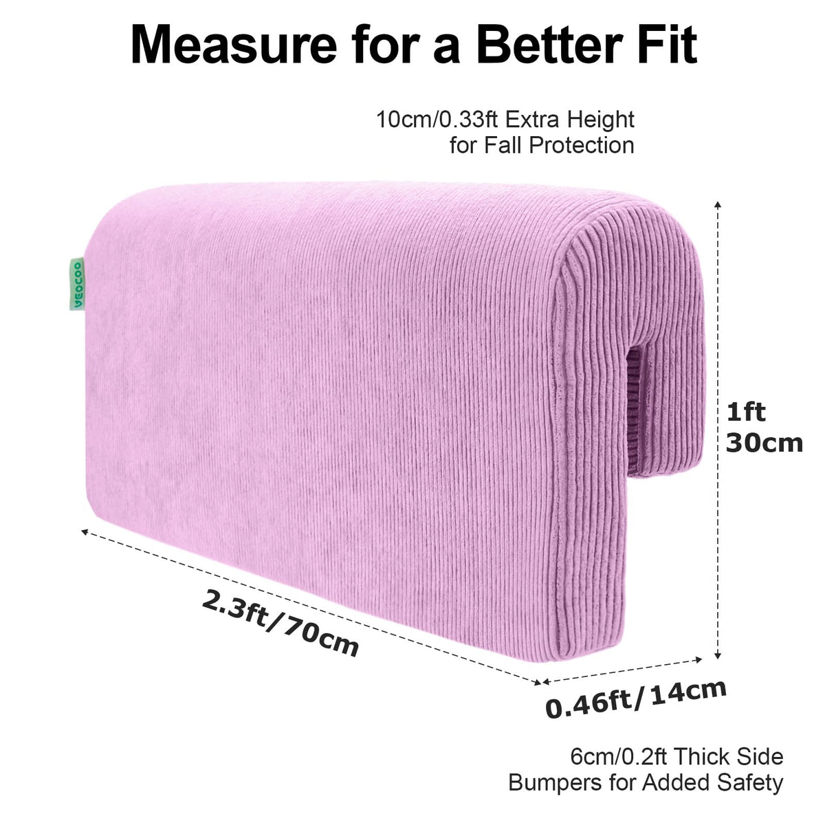 AEOCOO Bed Bumpers for Toddlers, Size 2.3 Ft, Toddler Bed Rail Bumper Protector for Loft Beds & Bunk Beds, Bed Rail Height Extender Bed Guardrail, Anti-Bump | Fall Prevention, Purple