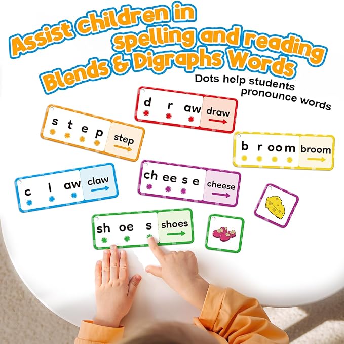 Blends & Digraphs Cards,Phonics Games,Learn to Read,Speech Therapy Toys for Toddlers Kids,Sight Word Games Spelling Reading Learning,Kindergarten Preschool Learning Activities,Educational Toy