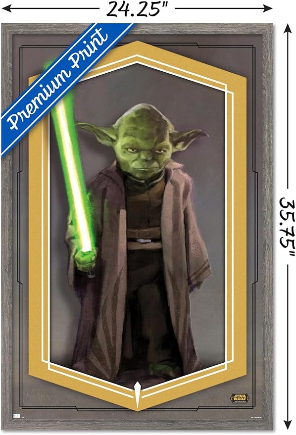 Trends International Star Wars: The High Republic - Yoda Wall Poster, 22.375" x 34", Barnwood Framed Version