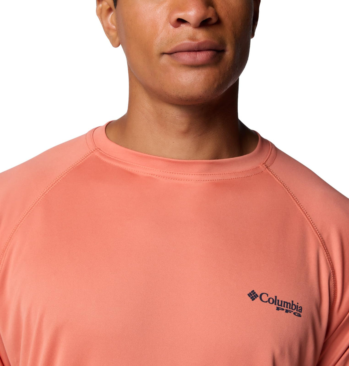 Columbia Men's Terminal Tackle Long Sleeve Shirt, Faded Peach/Collegiate Navy Logo, 2X Tall