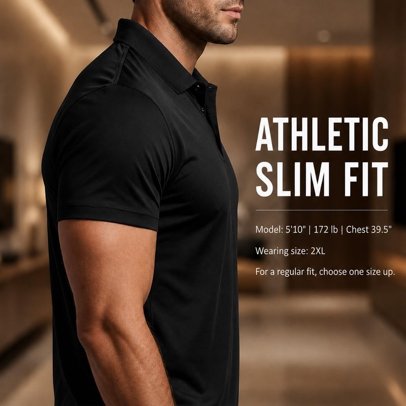 Polo Shirts for Men: Quick Dry Moisture Wicking High Elasticity Convenient Slim Fit Polo Runs Small Green