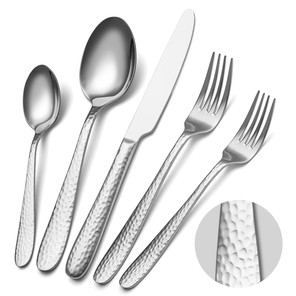 EIUBUIE 40 Piece Silverware Set for 8, Stainless Steel Flatware Set, Cutlery Sets with Mirror Finish, Dishwasher Safe, Modern Kitchen Forks, Spoons, Knives, Eating Utensil Sets