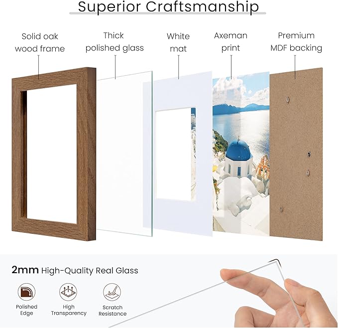 Axeman 14x22 Frame | Solid Oak Wood 14x22 Picture Frame With Mat for 12x18 | 22x14 Wood Poster Frame | Tempered Glass and Hanging Hardware Included Home Wall Decor Art Hanging Frame | Walnut