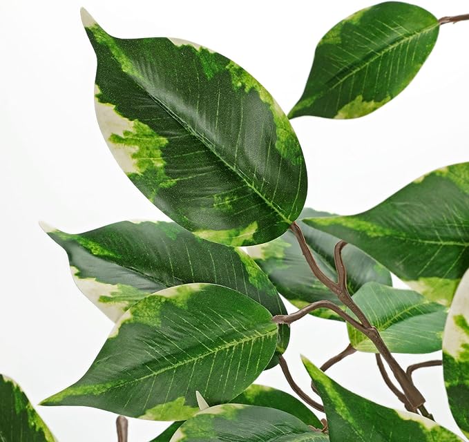 Ficus Leaves Artificial Branches 35.4" Faux Ficus Tree Branches Fake Greenery Plant Spray for Tree DIY Arch Wedding Bouquet Wreath Wall Decor - 3PCS