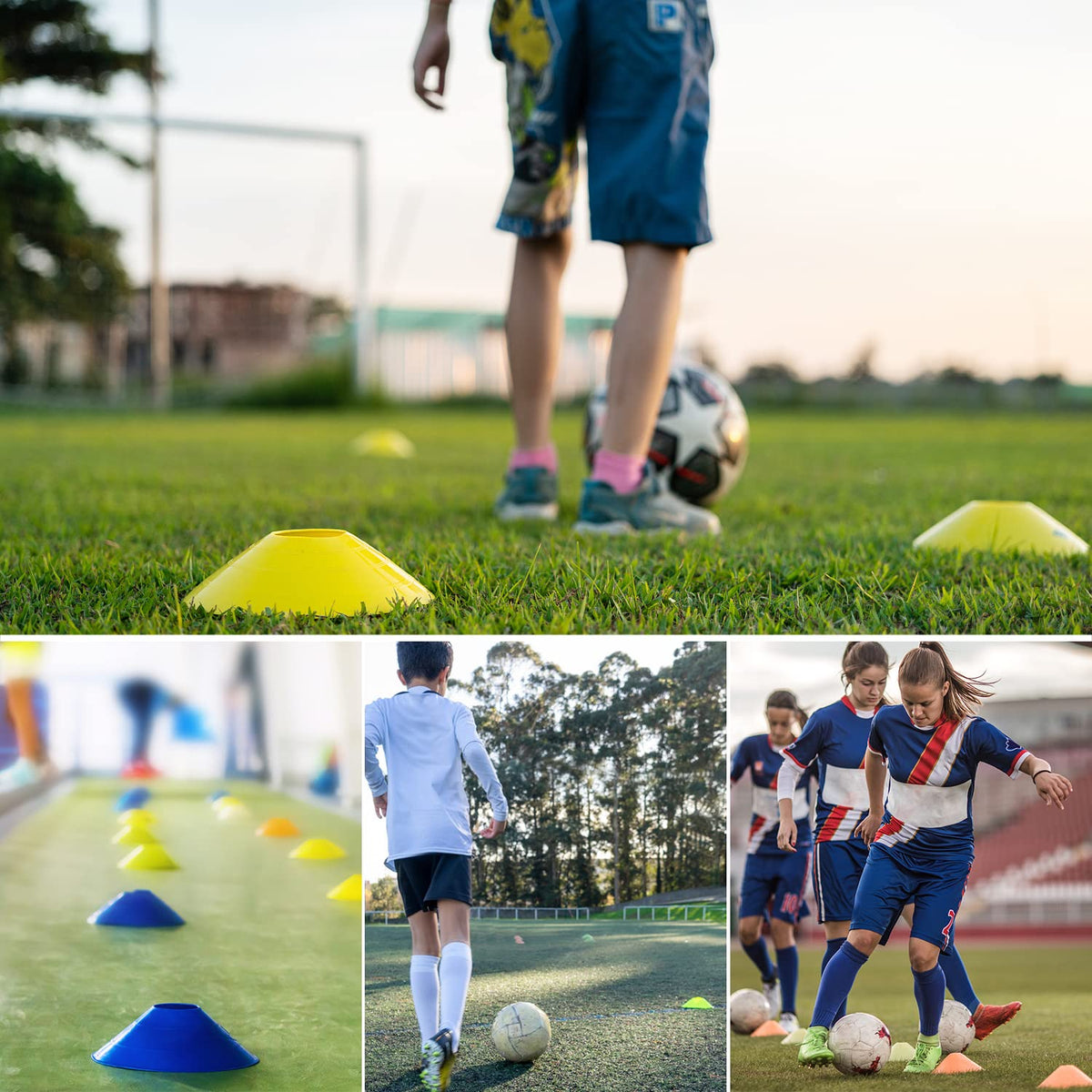 50/100/200pcs Disc Cones, Soccer Cones with Carry Bag and Holder, 5 Colors