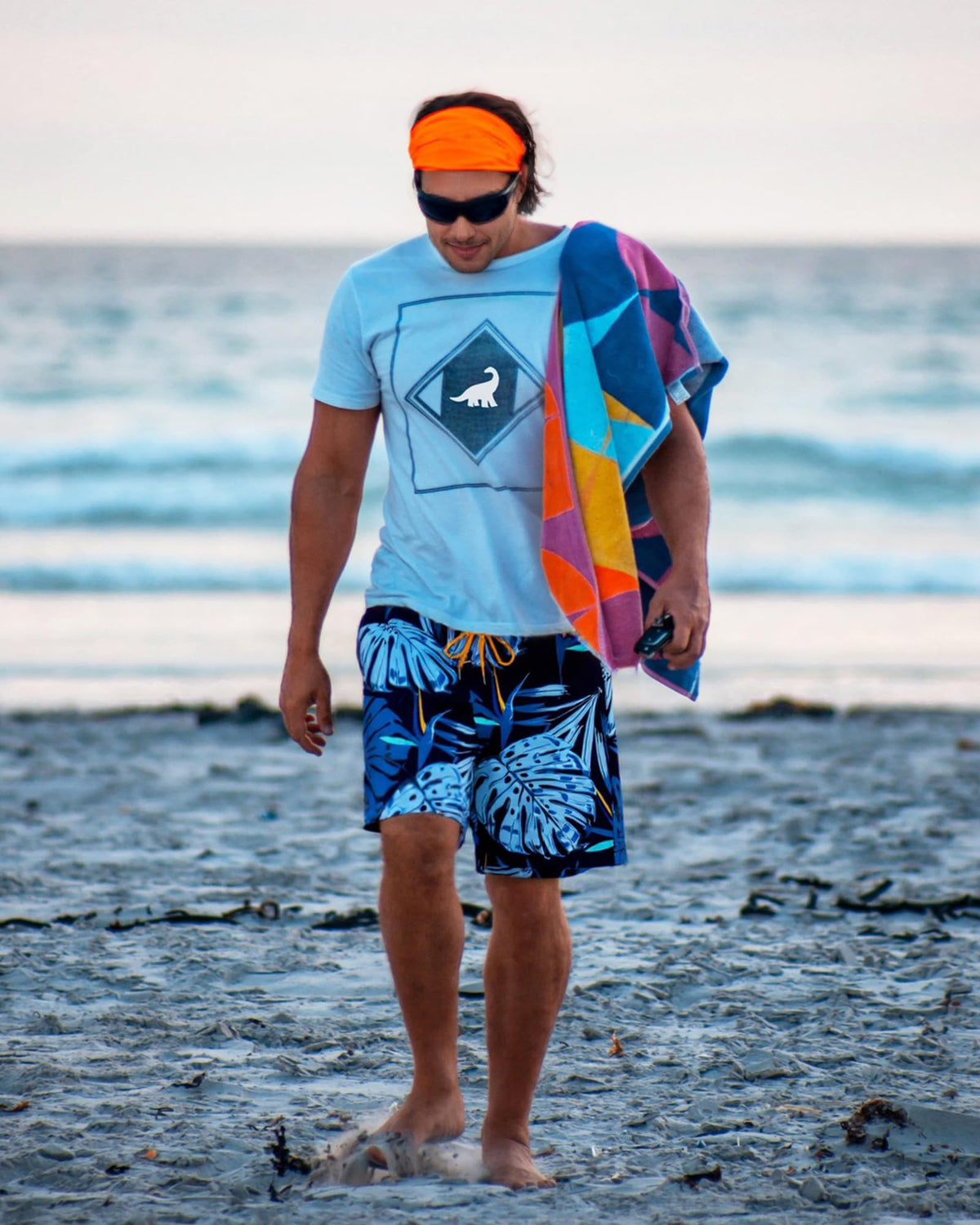 SURF CUZ Mens Swim Trunks with Compression Liner Quick Dry Swim Shorts 7" Swimming Trunks Stretch Bathing Suit Zipper Pockets,Surf Palms,XXL
