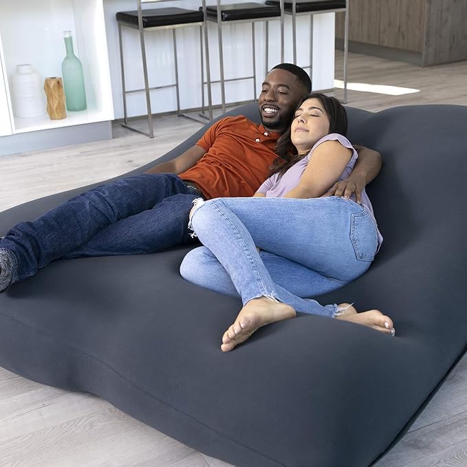 Yogibo Double Giant Bean Bag Chair Bed Lounger for Adults, Kids and Teens with Filling, Extra Large, Oversized, Big, Huge, Plush, Sensory Beanbag Couch Sofa Loveseat, Washable Cover, Blue