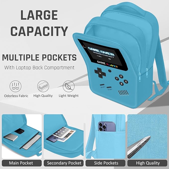 Gamer Backpack for Boys,School Boys Backpack for Kids Children Teens Elementary Middle High School,17" Large Capacity Student Bookbag & Multifunctional Video Game Travel Bag