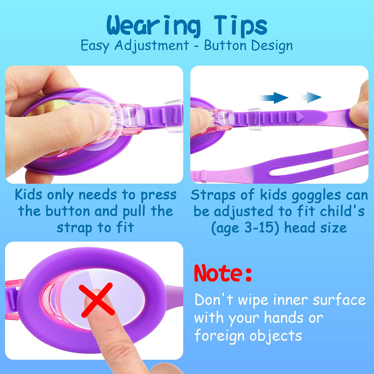 COOLOO Kids Swim Goggles, 2 Pack Swimming Goggles for Boy and Girls No Leaking Anti-Fog Waterproof Goggles for Kids 3-15
