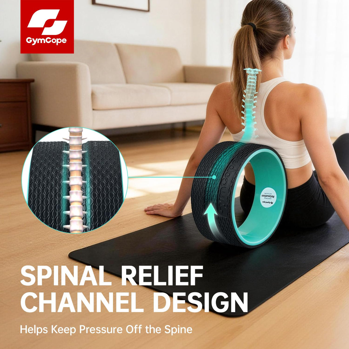 GymCope 3pack Back Wheel Foam Roller – Targeted Back & Neck Relief, Lumbar Spine Stretcher, Spinal Decompression Stretcher, Massage Roller with Density Foam for Physical Therapy, Supports 500lbs