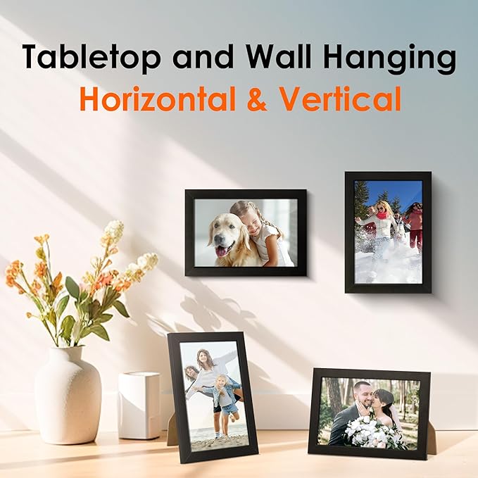 FIXSMITH 4x6 Picture Frame Set of 10, 4x6 Photo Frames Bulk with HD Plexiglass for Wall Hanging or Tabletop Display, Black